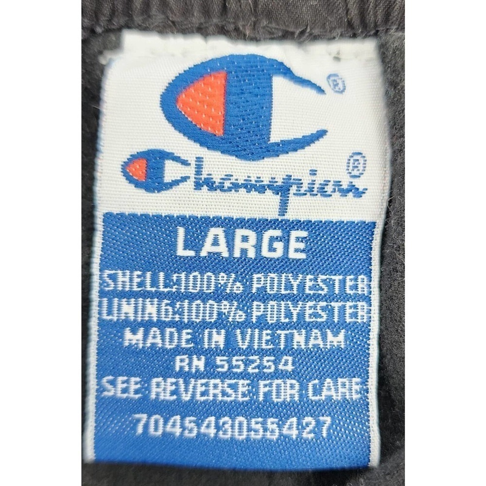 Champion Lined Track Pants Black Gray Zip Hems Drawstring Waist Men's Large - Picture 10 of 11